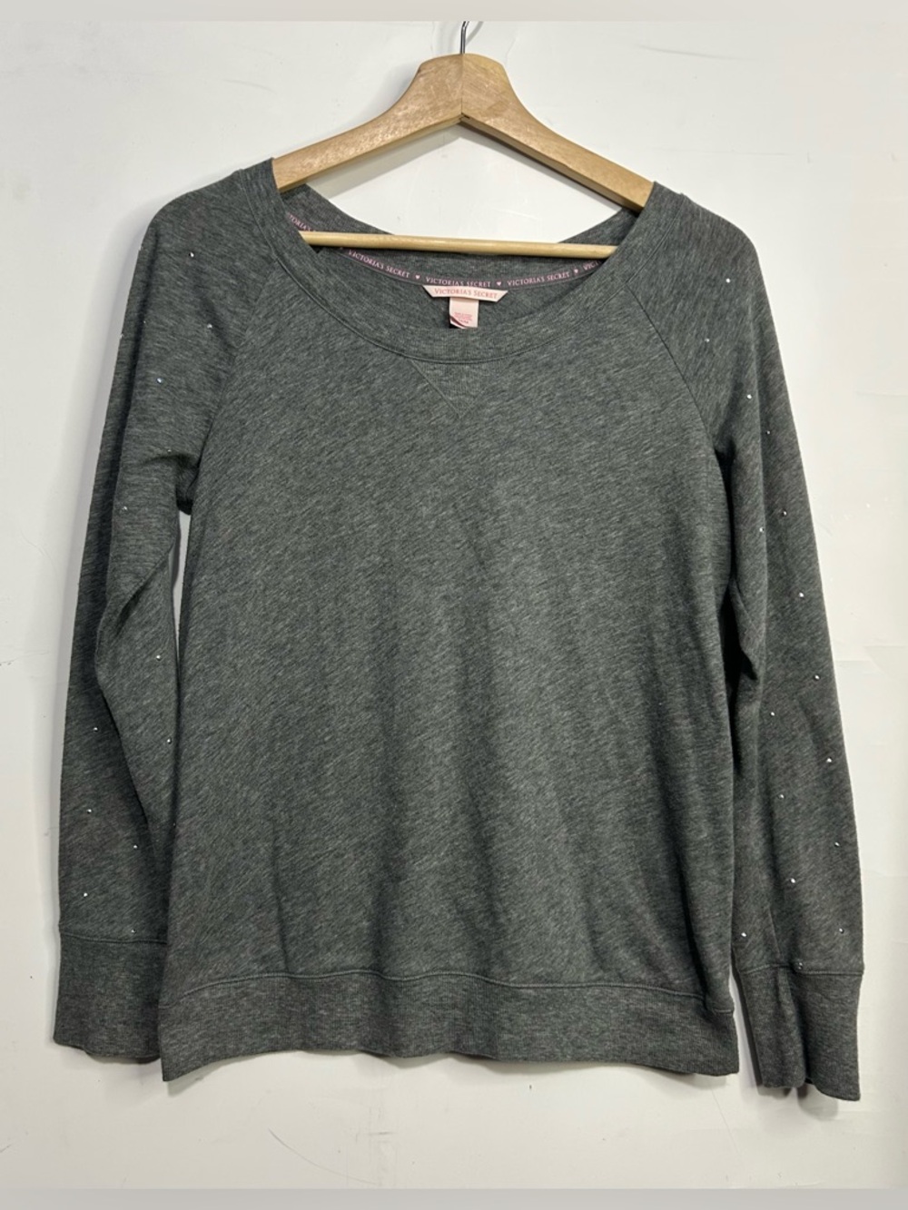Victoria's Secret Charcoal Gray Long Sleeve Top with Tiny Stud Accents